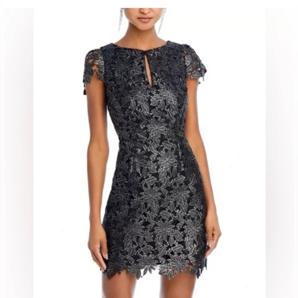 Milly Shayna Foiled Lace Mini Dress Black Size 6
